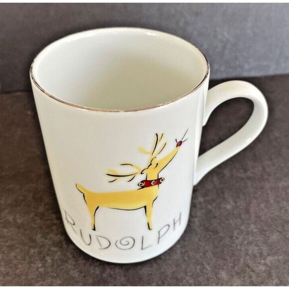 Pottery Barn RUDOLPH Reindeer Mug Cup 16 oz Made in Japan 4" Tall  3" Wide HTF - Picture 5 of 7
